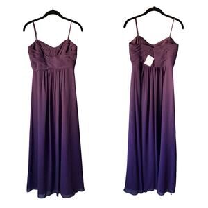 David’s Bridal Pleated Maxi Bridesmaid Dress Plum Size 4-6